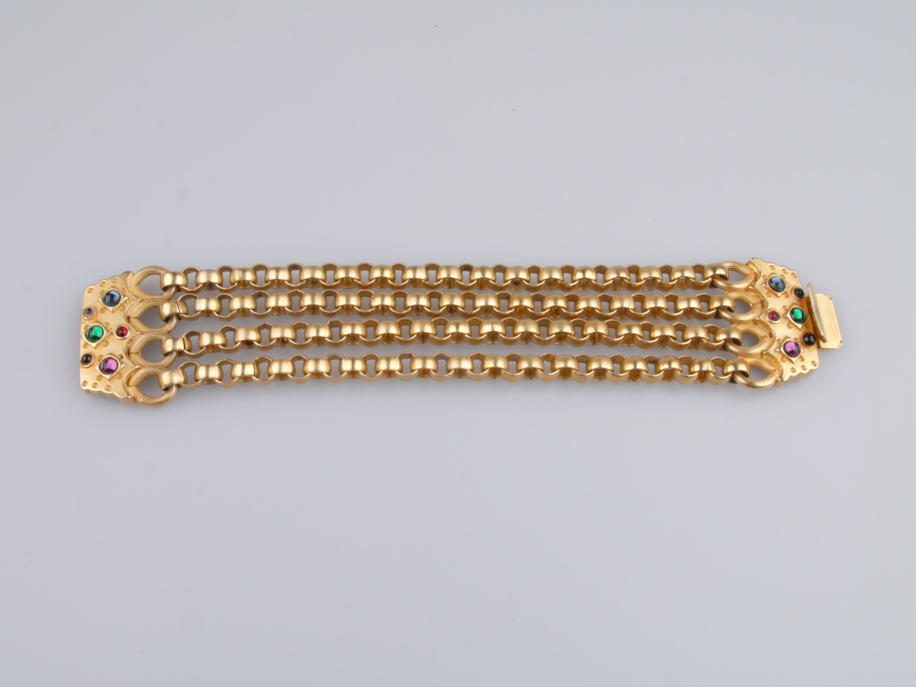 Italian Gold-Tone Bracelet with Multicolored Stones For Sale
