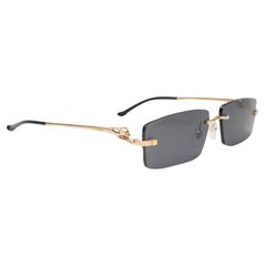 Gold-Tone Cartier Rimless Rectangle Sunglasses