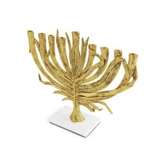 Gold-Tone Cast Metal Contemporary Palm Menorah