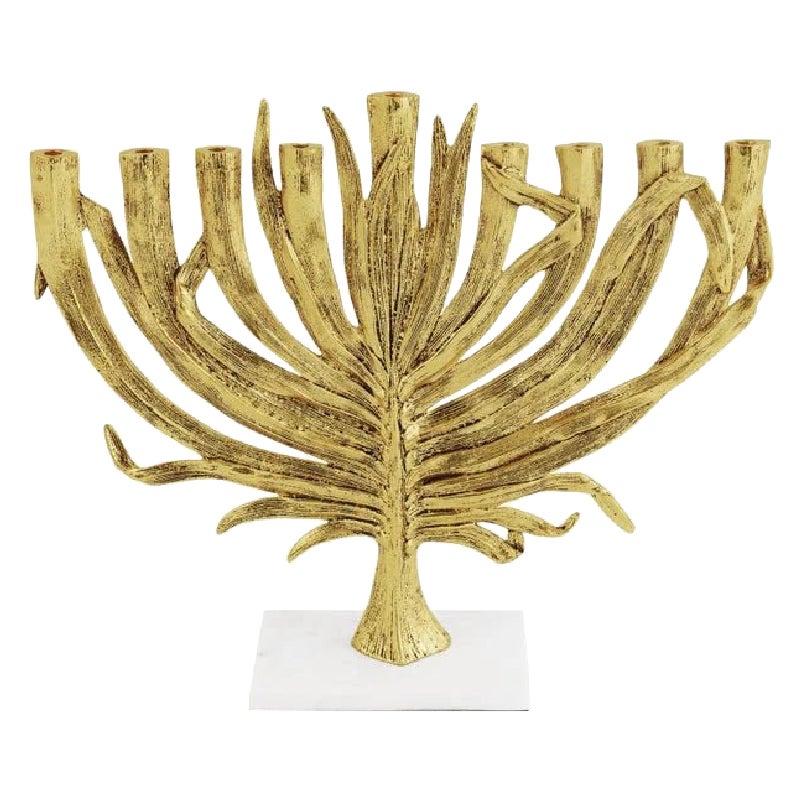 Gold-Tone Cast Metal Contemporary Palm Menorah