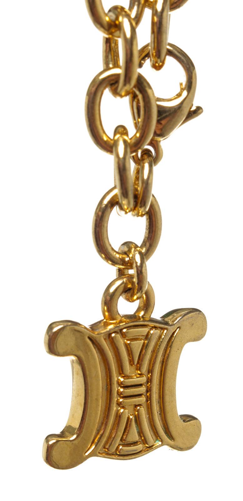 CELINE vintage Gold ×Pink color Macadam  design chain bracelet Sieraden Armbanden Handkettingen 