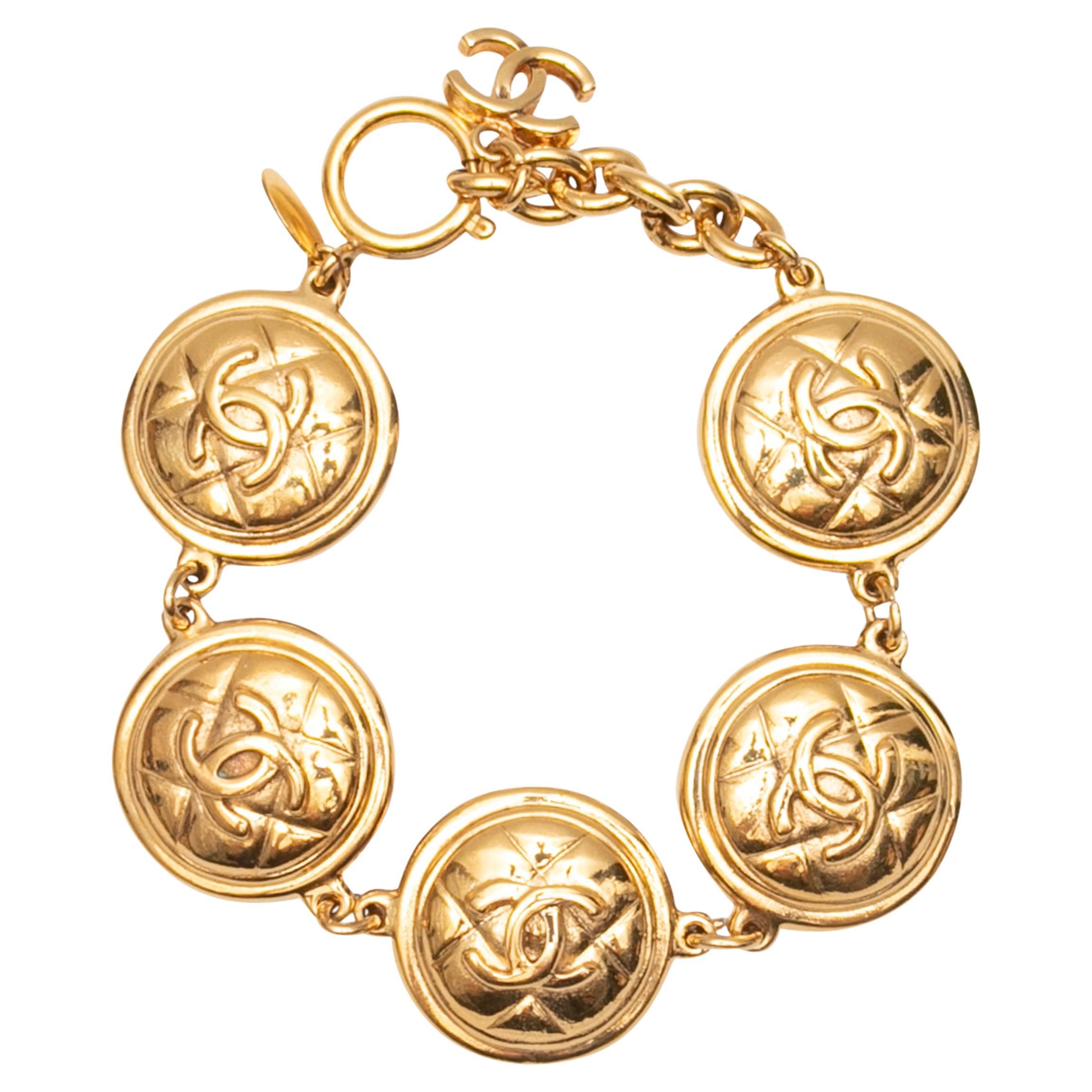 Gold-Tone Chanel CC Medallion Bracelet