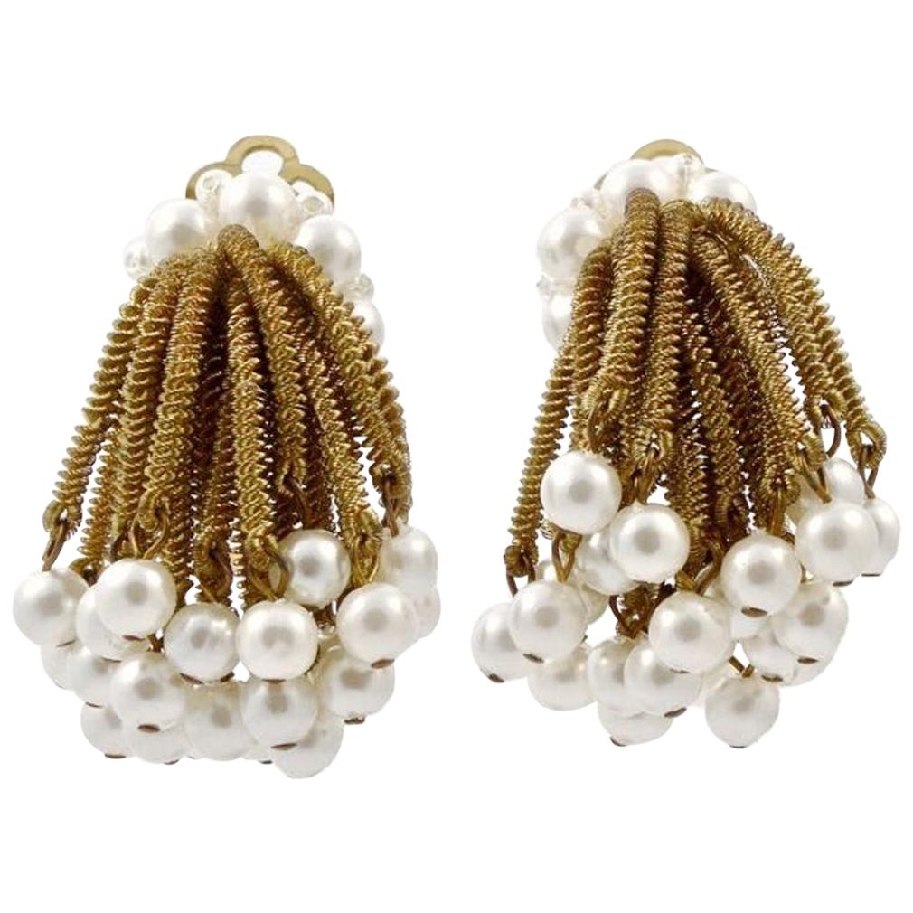 Vintage Pearl Golden Threads Earrings