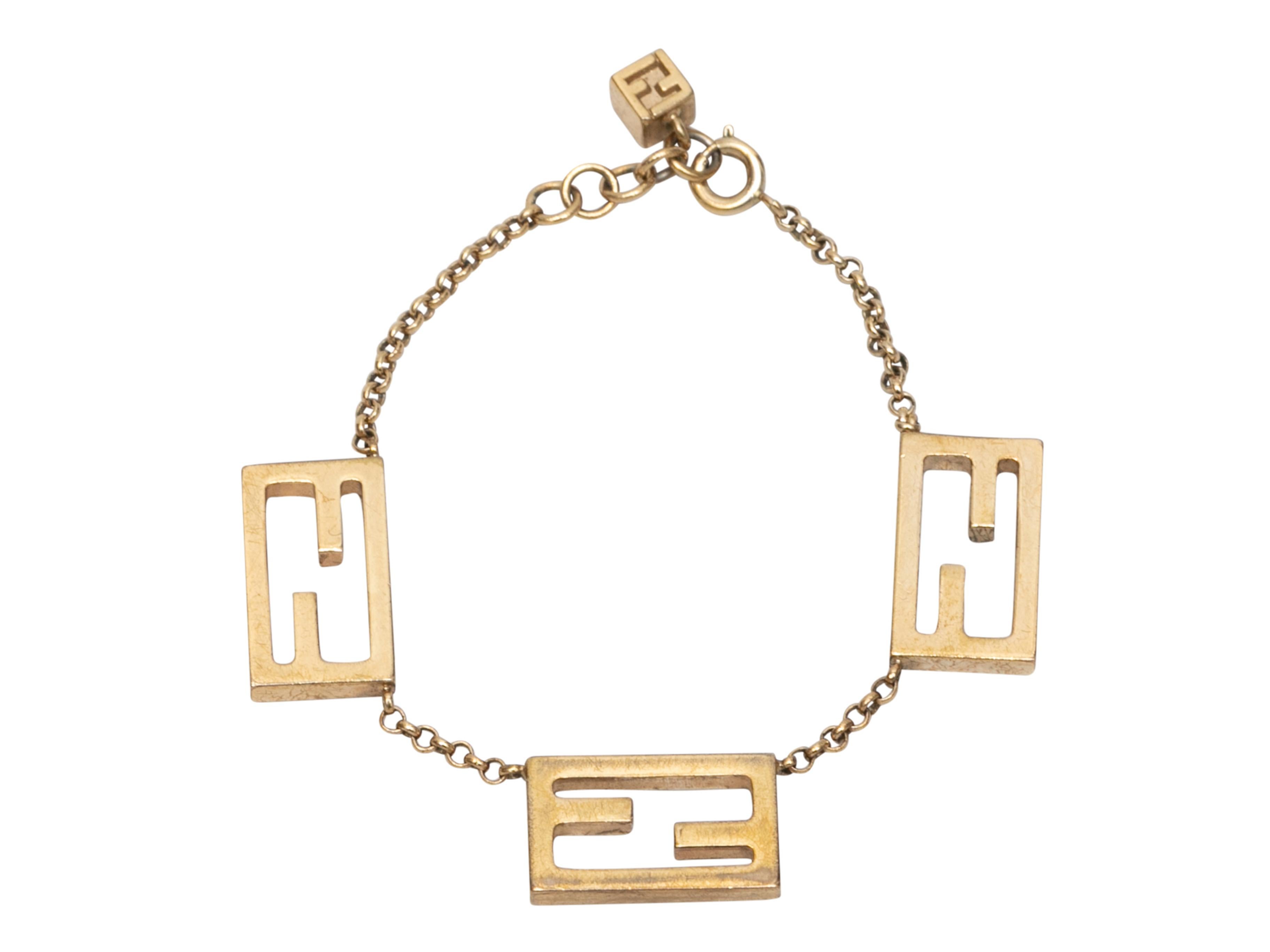Gold-Tone Fendi Logo Chain Bracelet In Good Condition In New York, NY