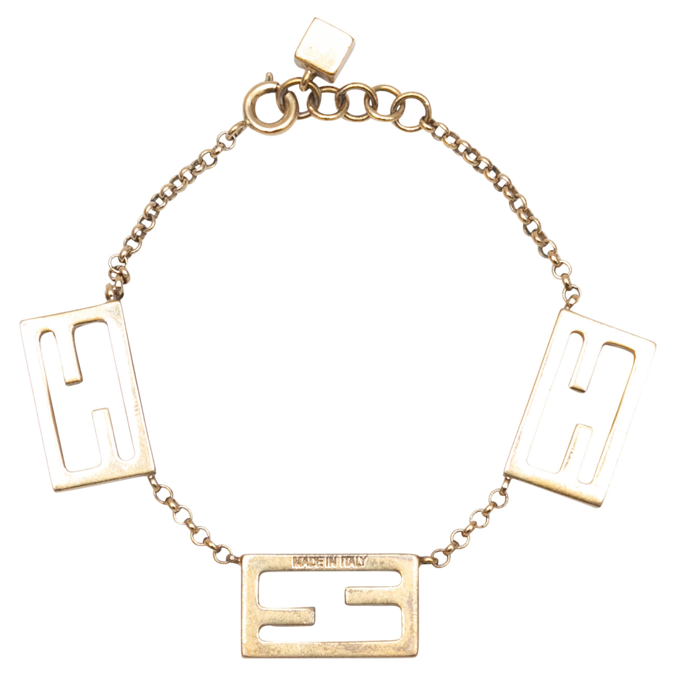 Gold-Tone Fendi Logo Chain Bracelet