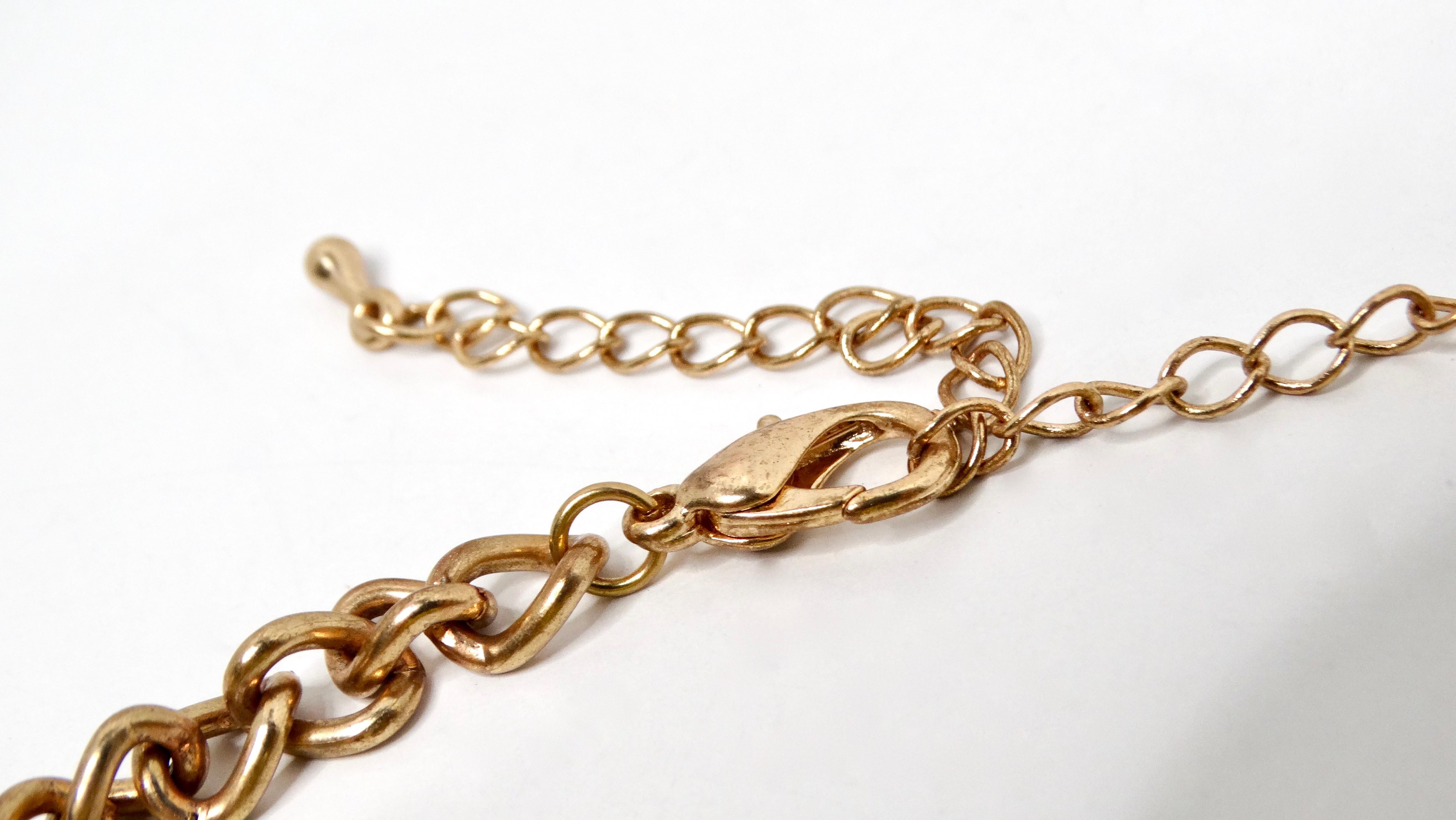 Collana a maglie quadrate geometriche in oro con accenti in strass in vendita 1