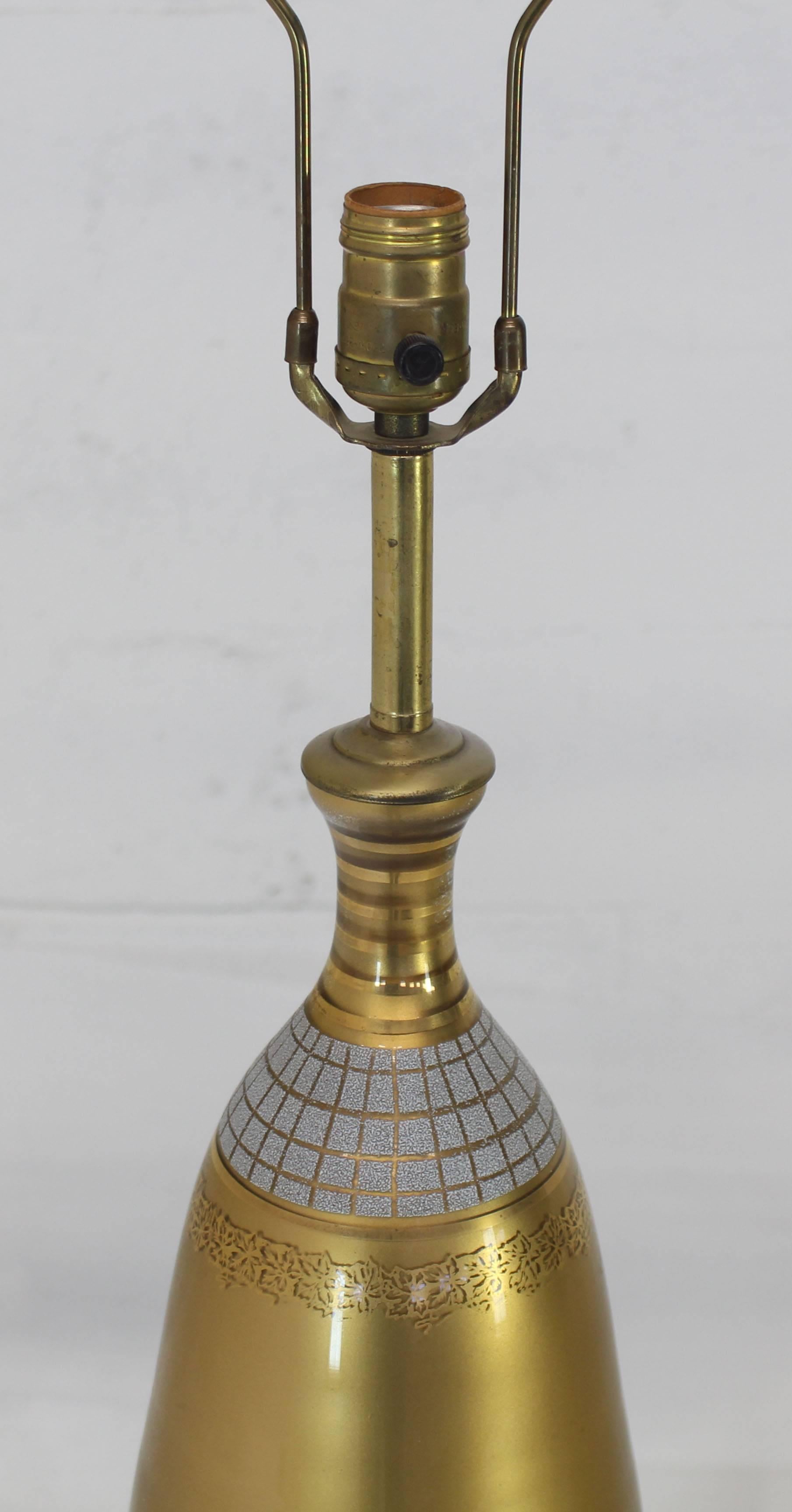 American Gold Tone Glass Vase Shape Table Lamp For Sale