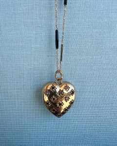 Heart Necklace Victorian Style Black Diamond