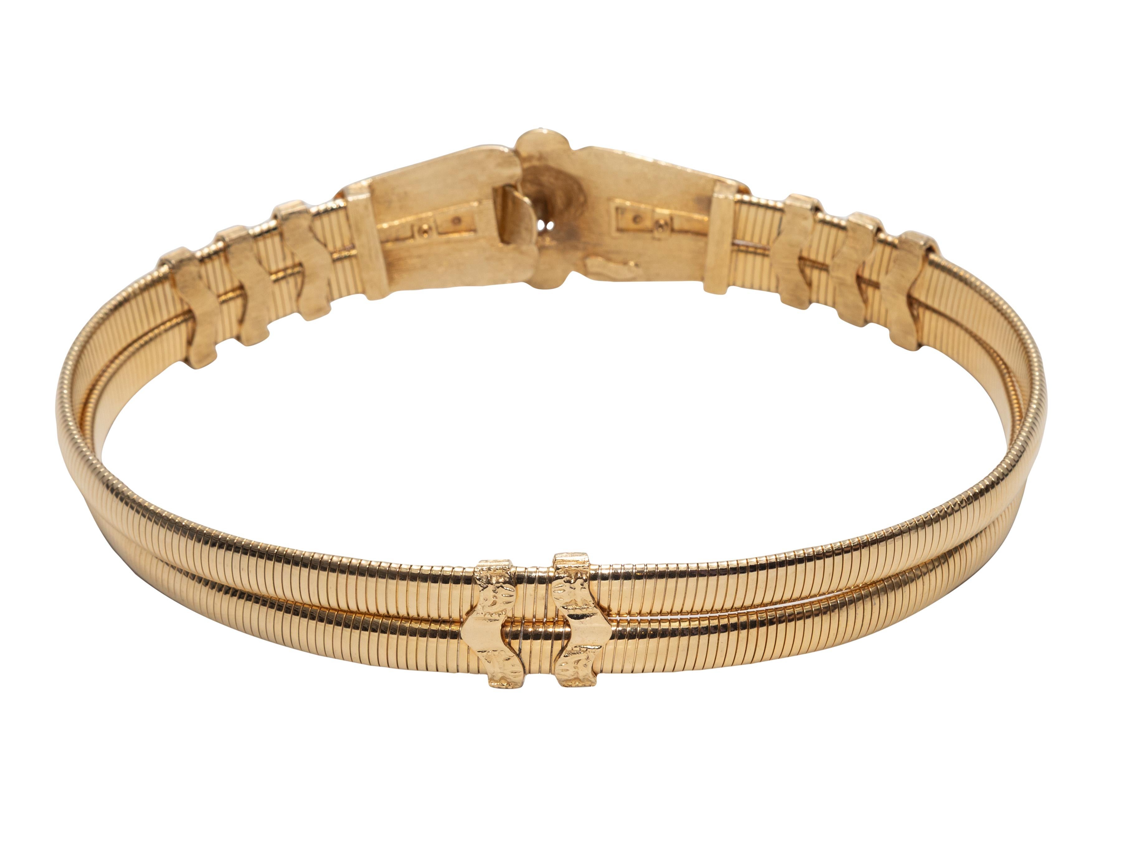 Goldfarbener Judith Leiber Taillengürtel aus Metall mit zwei Bändern (Beige) im Angebot