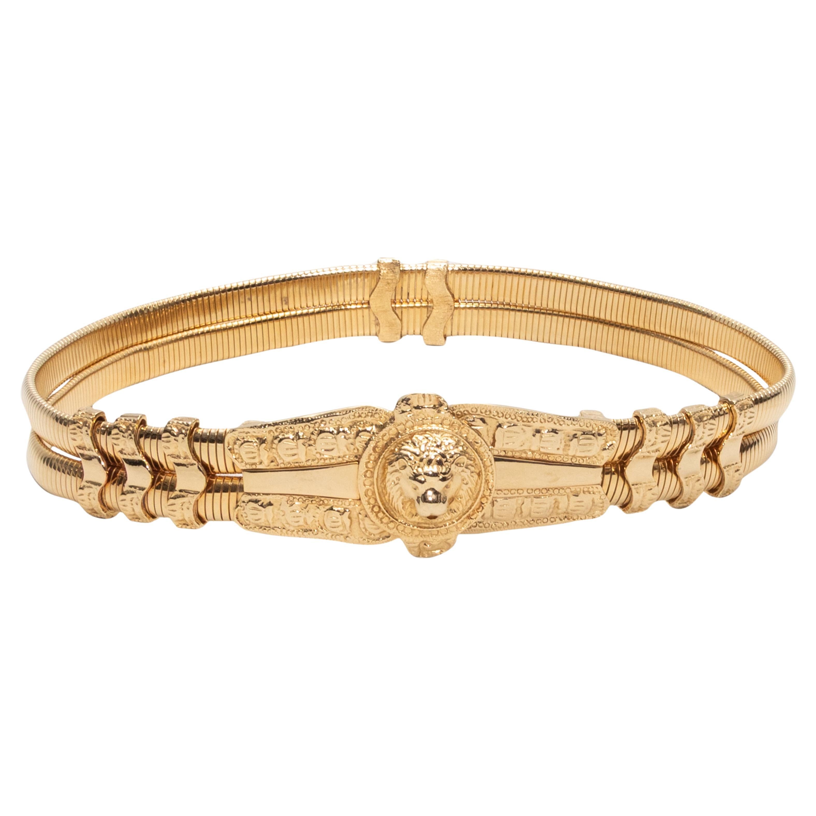 Gold-Tone Judith Leiber Double Banded Metal Waist Belt