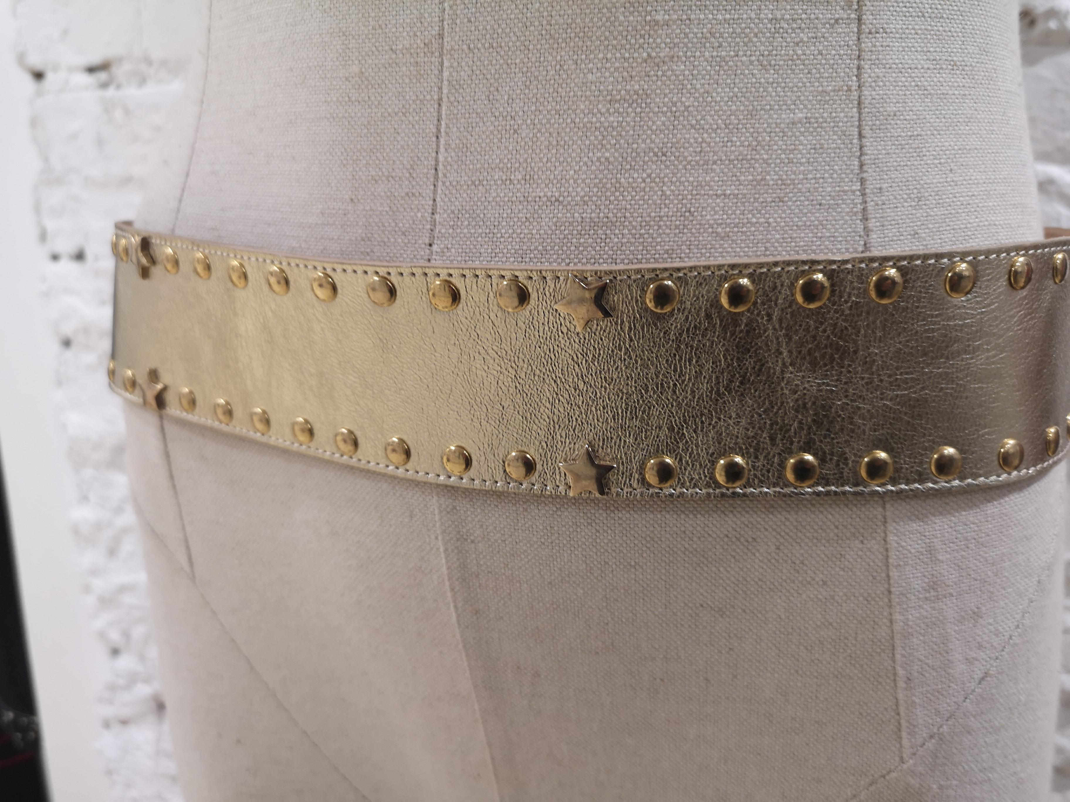 Brown Gold tone leather laces swarovski belt