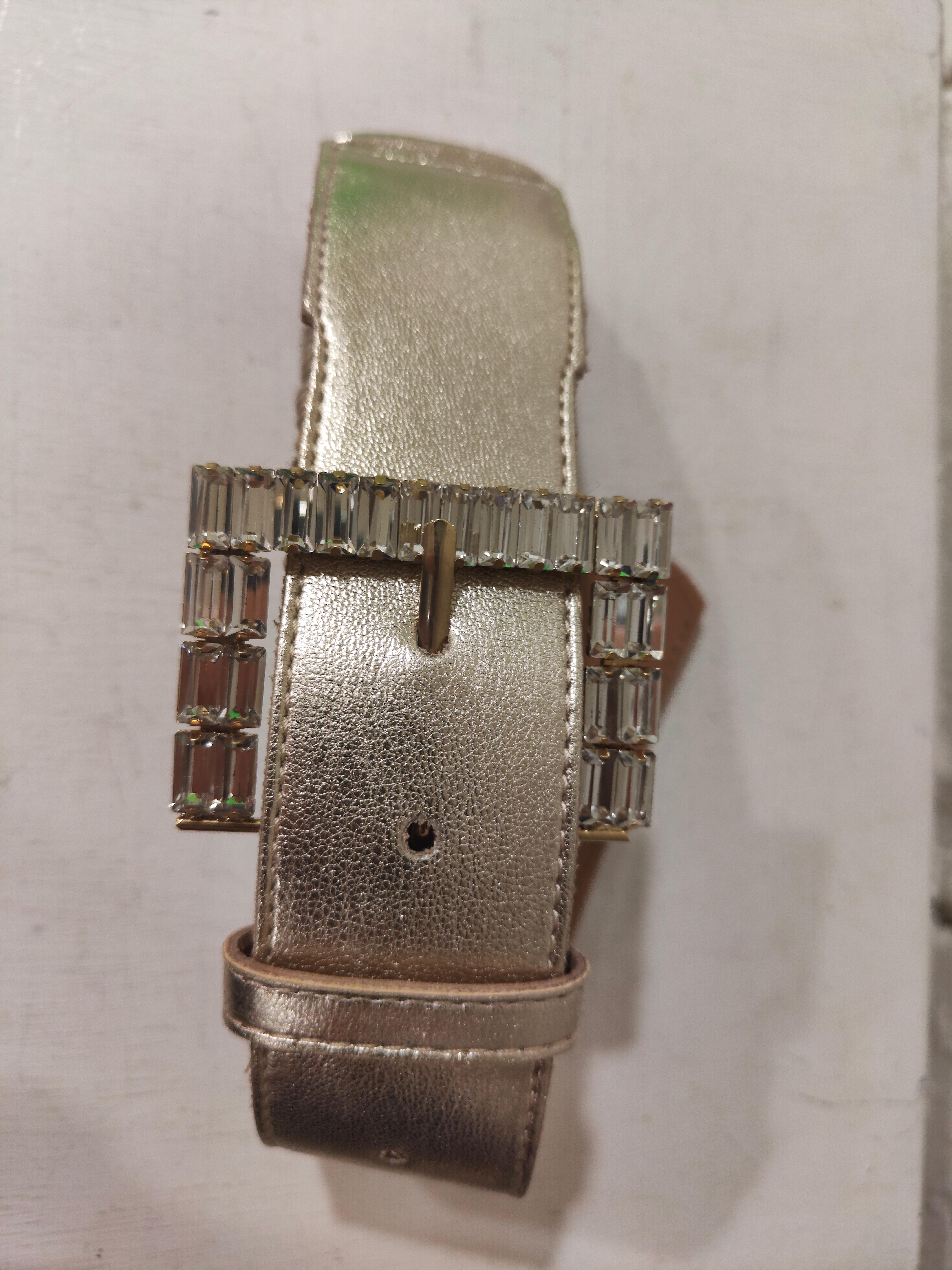 Gold tone leather swarovski belt NWOT  1