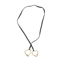 Gold-Tone Metal Heart & Black Cord Necklace