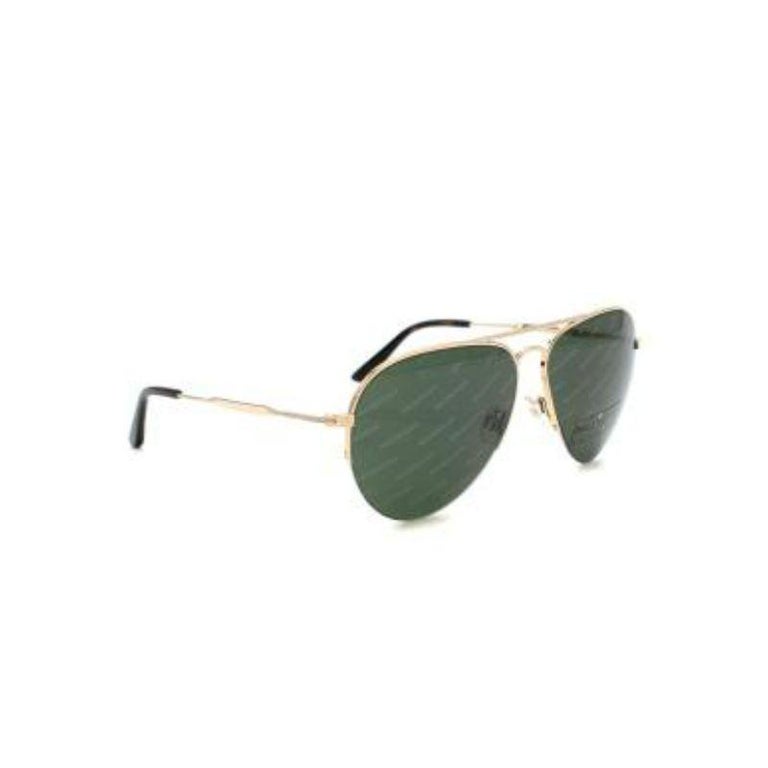Goldtone metal logo lens Aviator sunglasses For Sale at 1stDibs