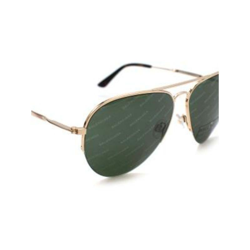 Gold-tone metal logo lens Aviator sunglasses For Sale 4