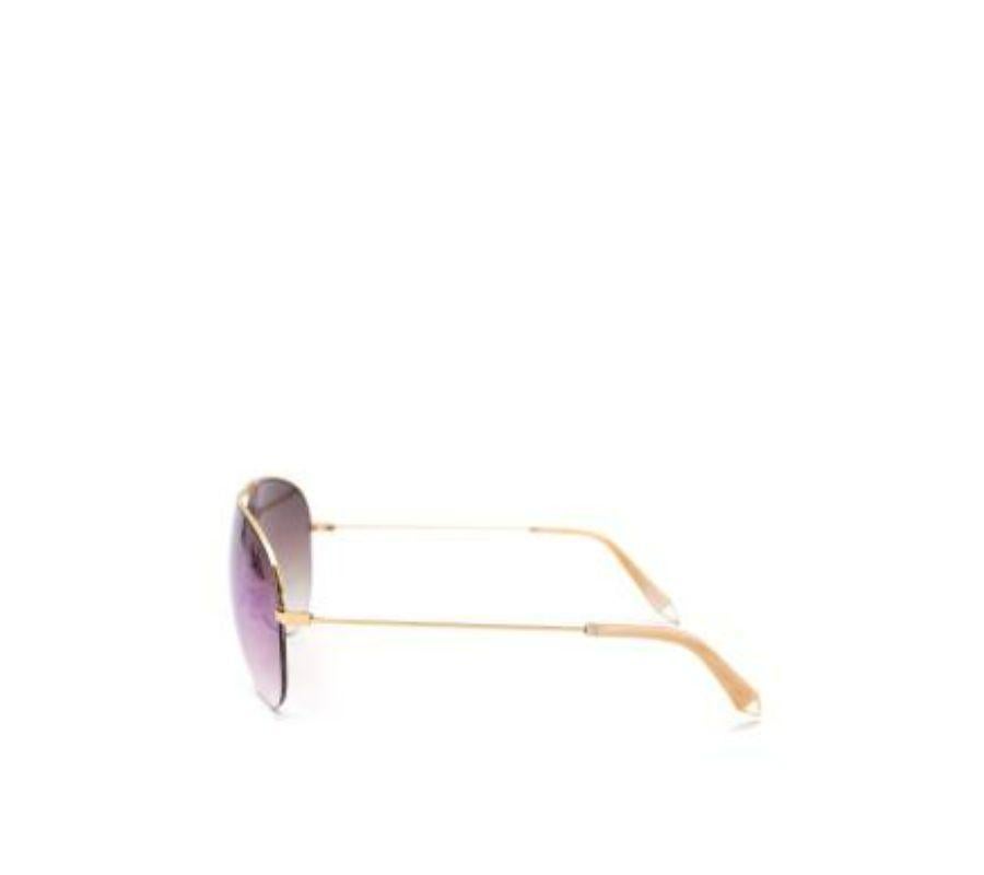 Victoria Beckham Gafas de sol de aviador con lentes moradas y metal dorado en Bueno estado para la venta en London, GB