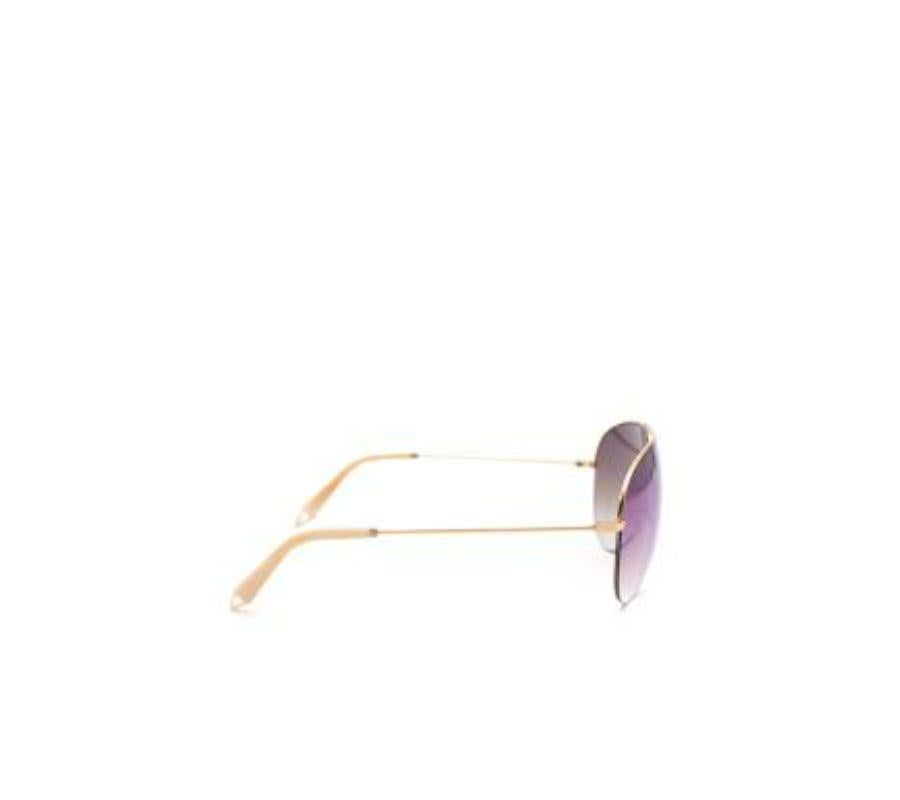 De las mujeres Victoria Beckham Gafas de sol de aviador con lentes moradas y metal dorado en venta