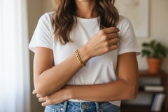 Gold Tone Over Sterling Silver Curb Link 8 Inch Wide Bracelet