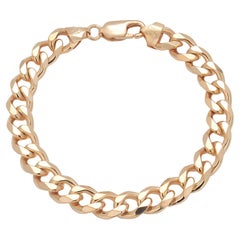 Pulsera de eslabones de oro sobre plata de ley de 8 pulgadas de ancho