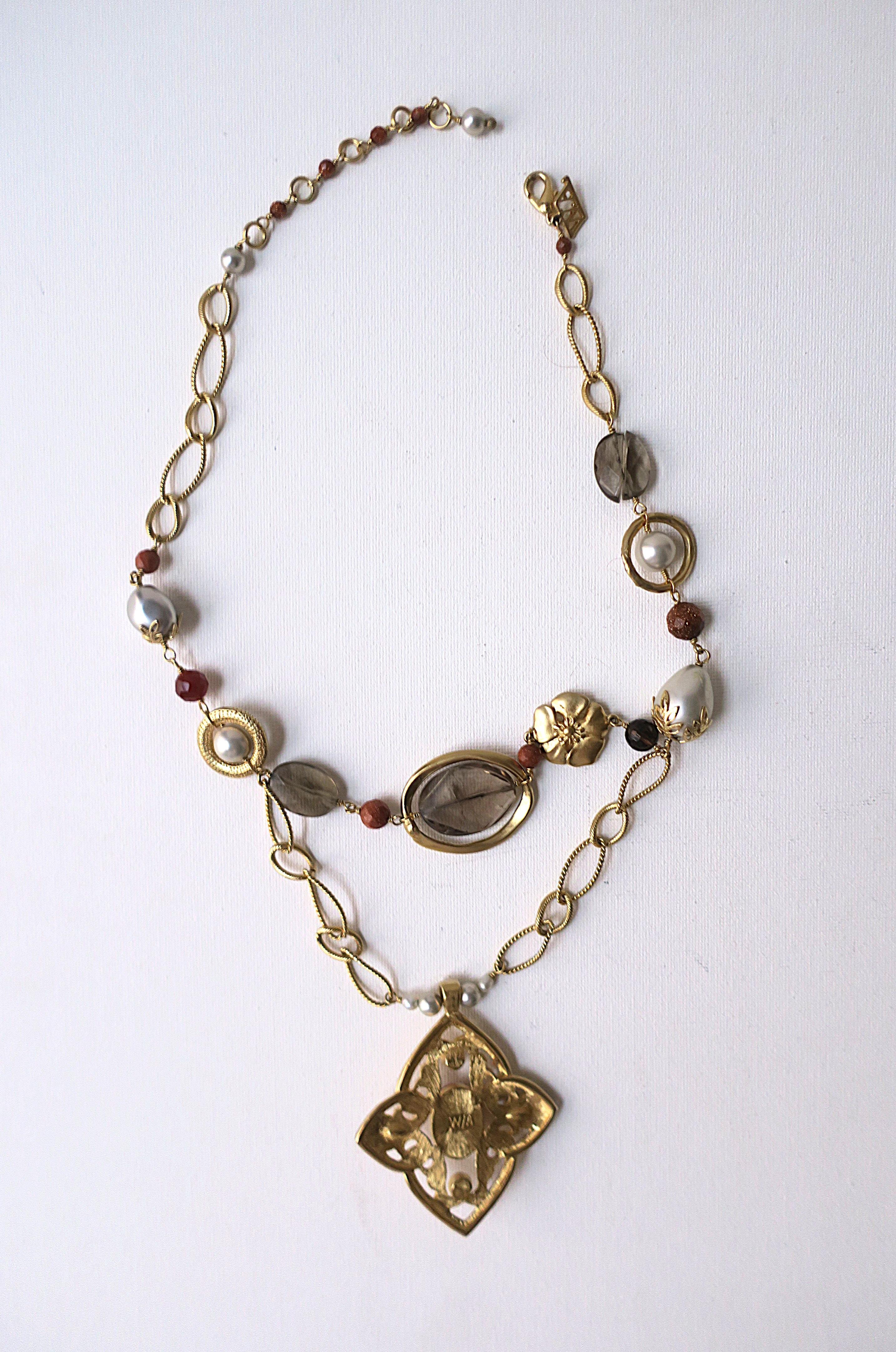Collana con ciondolo di perle a catena A Link, anni '90 in vendita 9