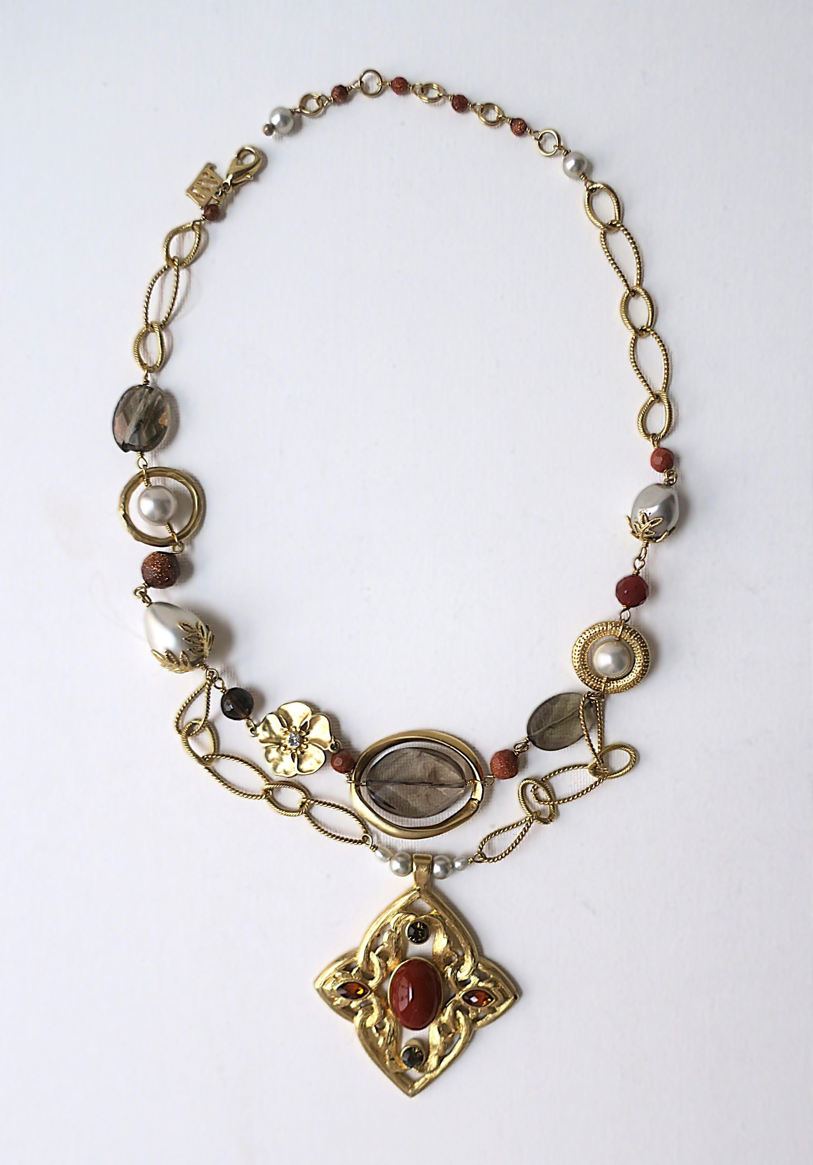 Collana con ciondolo di perle a catena A Link, anni '90 in vendita 3