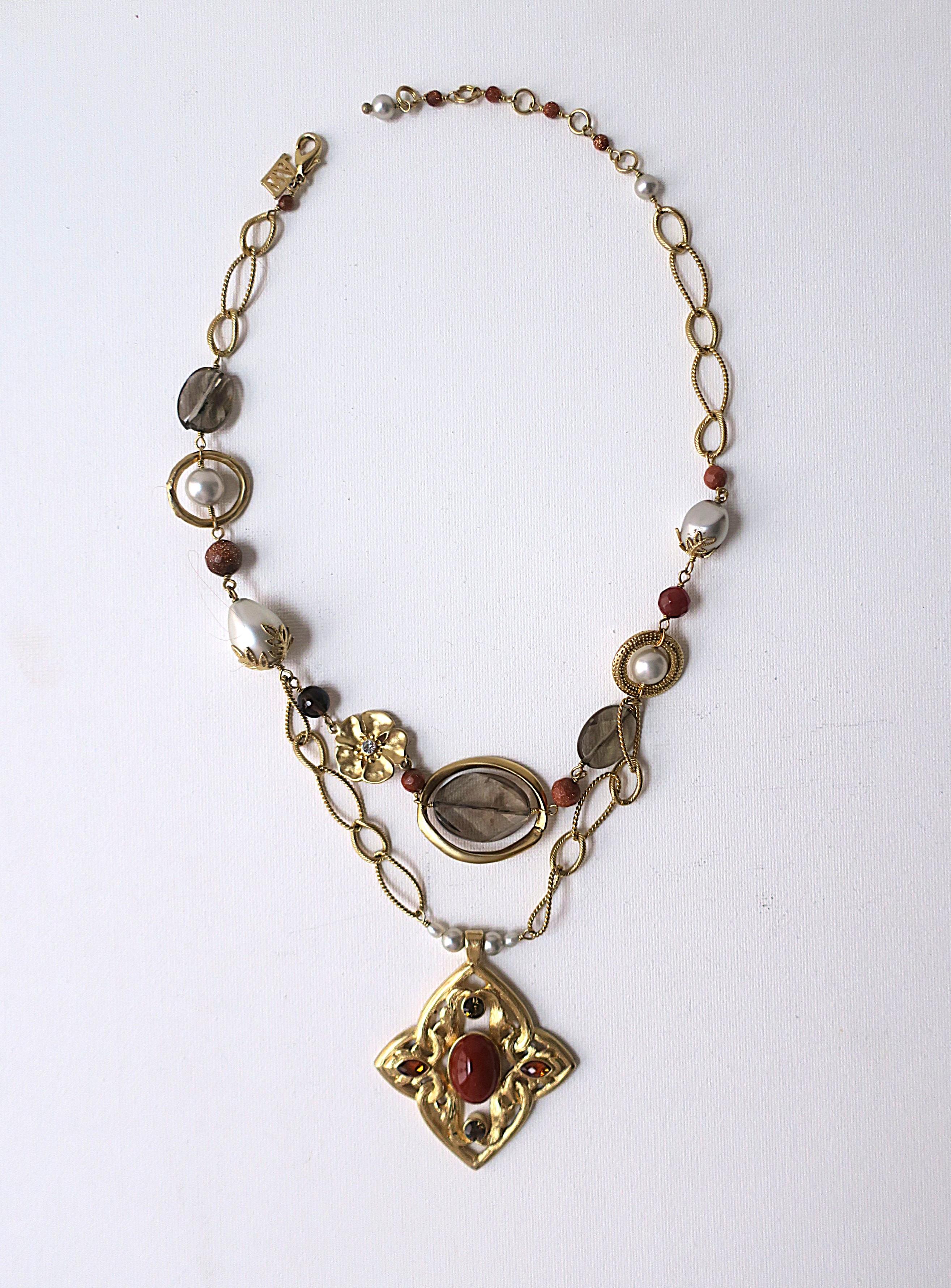 Collana con ciondolo di perle a catena A Link, anni '90 in vendita 4