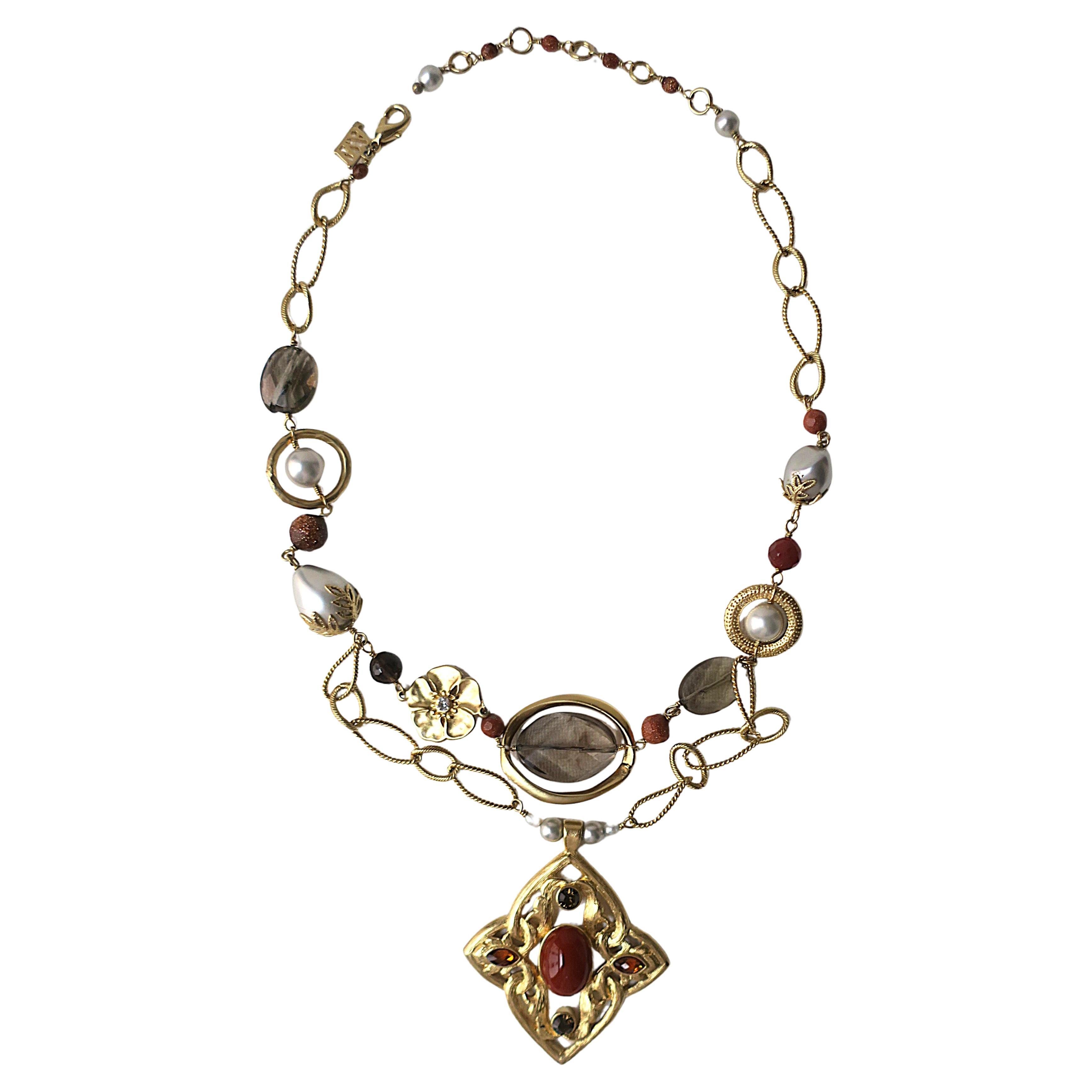 Collana con ciondolo di perle a catena A Link, anni '90 in vendita