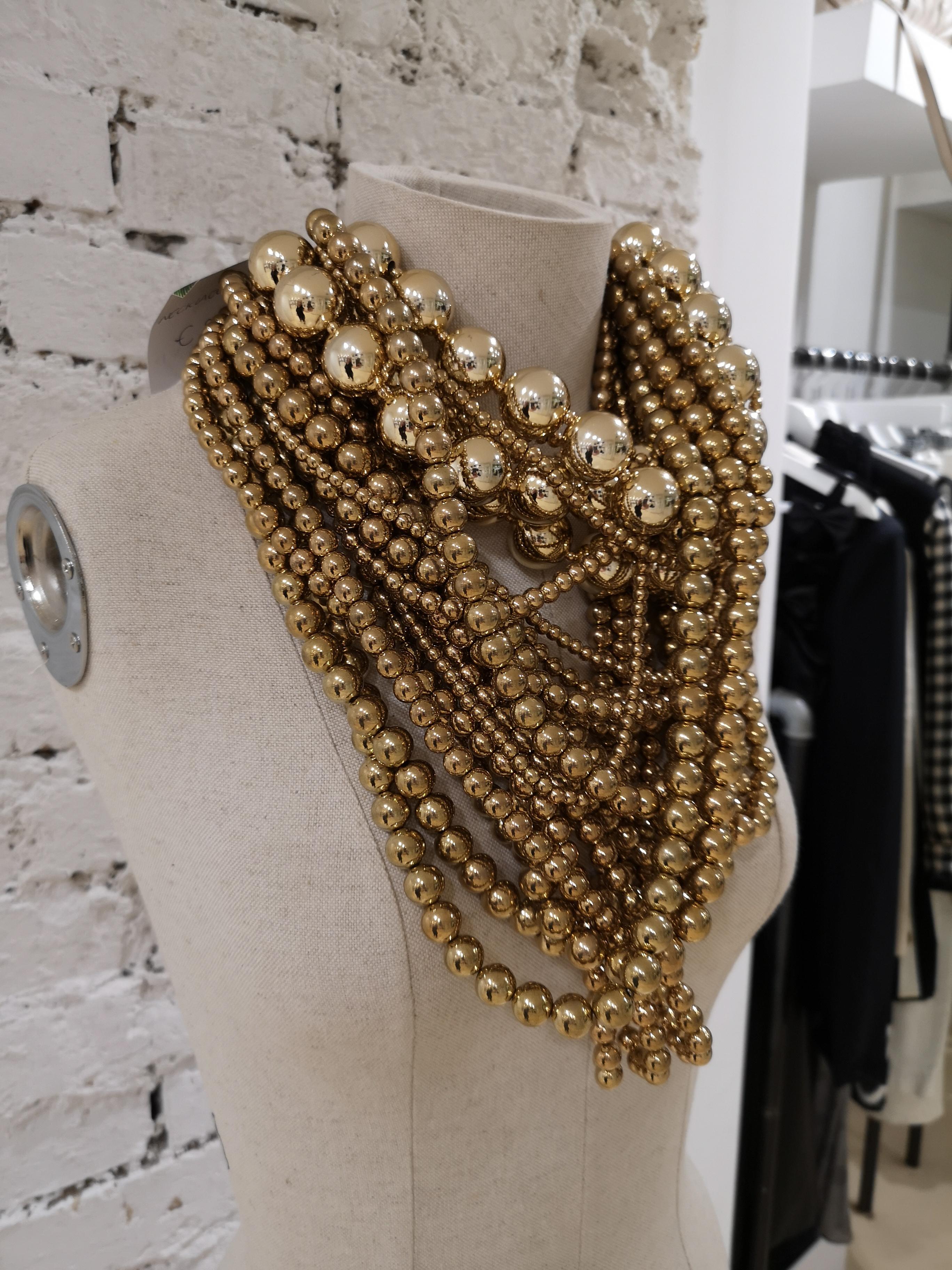 Gold tone pearls Necklace
unique necklace 
round 54cm
total lenght 30 cm