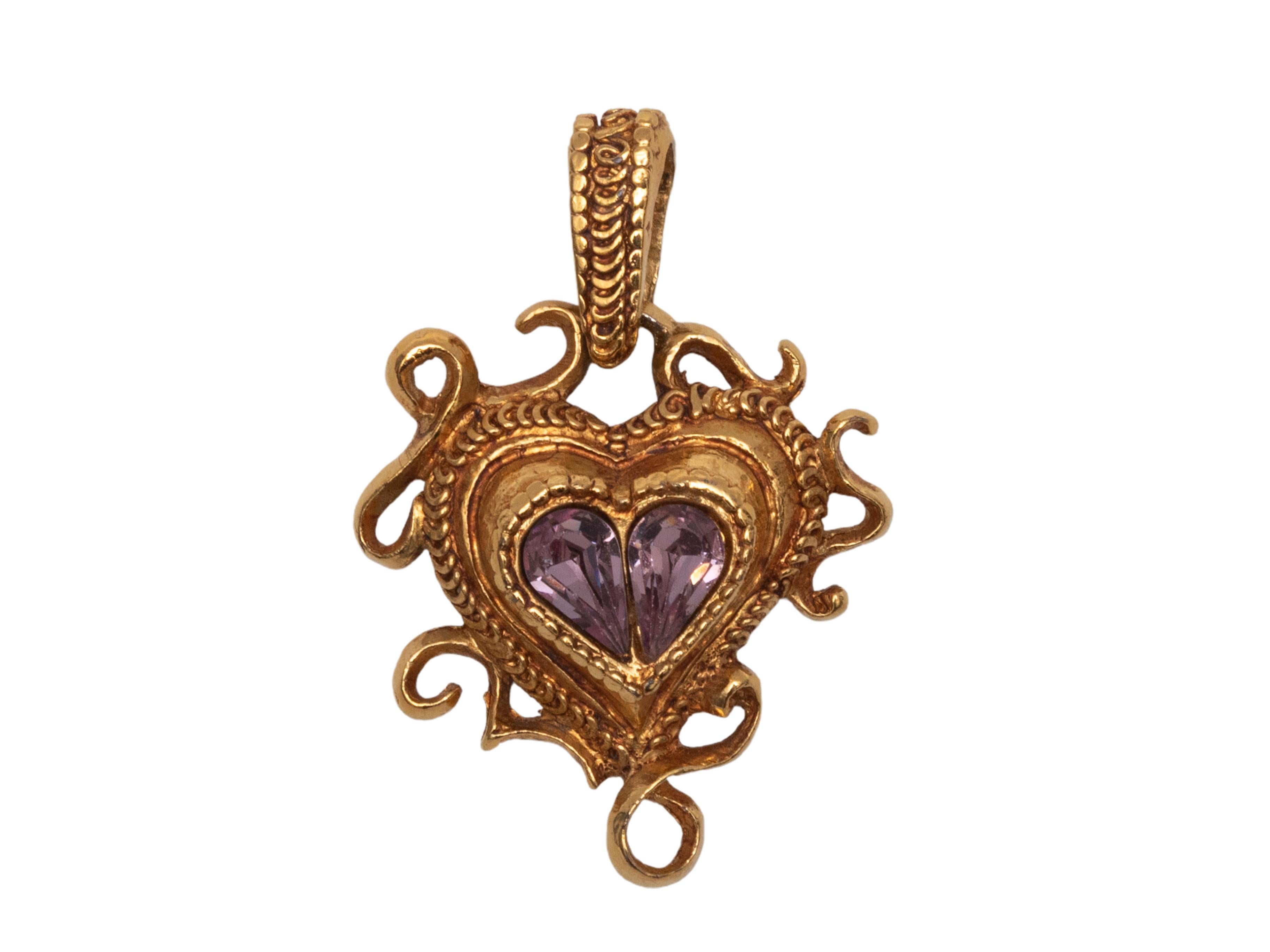 Ciondolo a forma di cuore in oro e viola di Christian Lacroix In condizioni buone in vendita a New York, NY