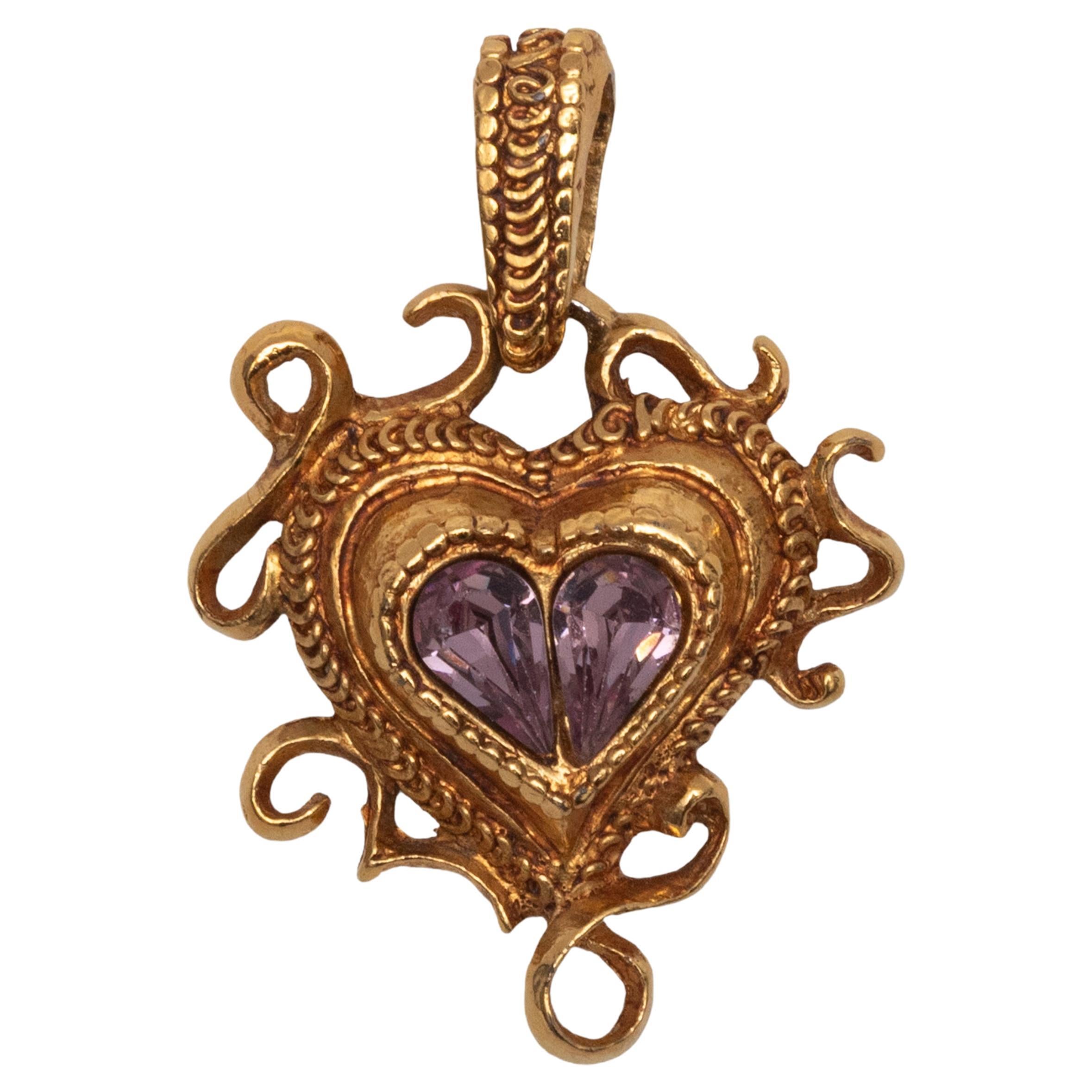 Ciondolo a forma di cuore in oro e viola di Christian Lacroix
