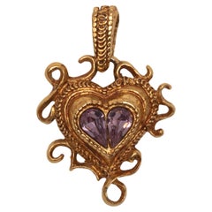 Ciondolo a forma di cuore in oro e viola di Christian Lacroix