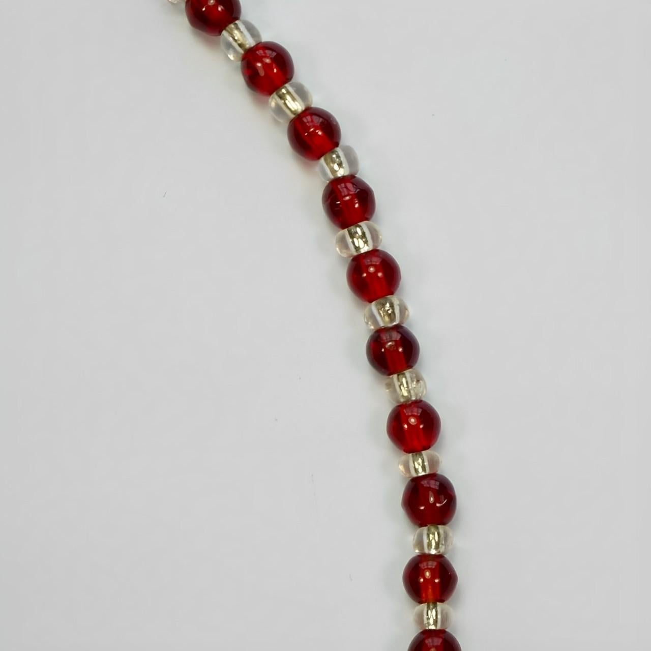Collana di vetro rosso e trasparente in tonalità oro, anni '30 circa in vendita 3