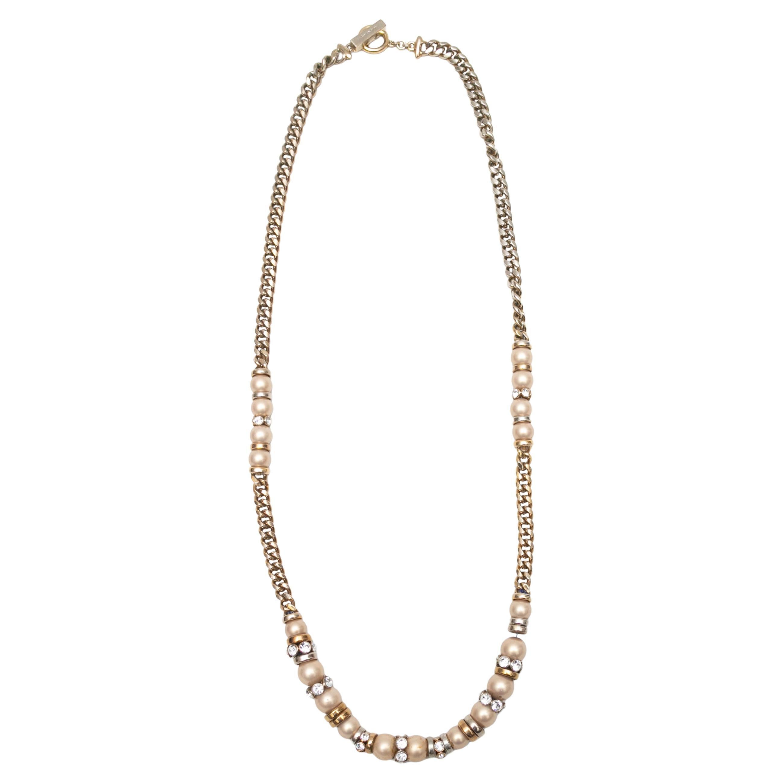 GoldTone Louis Vuitton Gamble Long ChainLink Crystal Necklace For