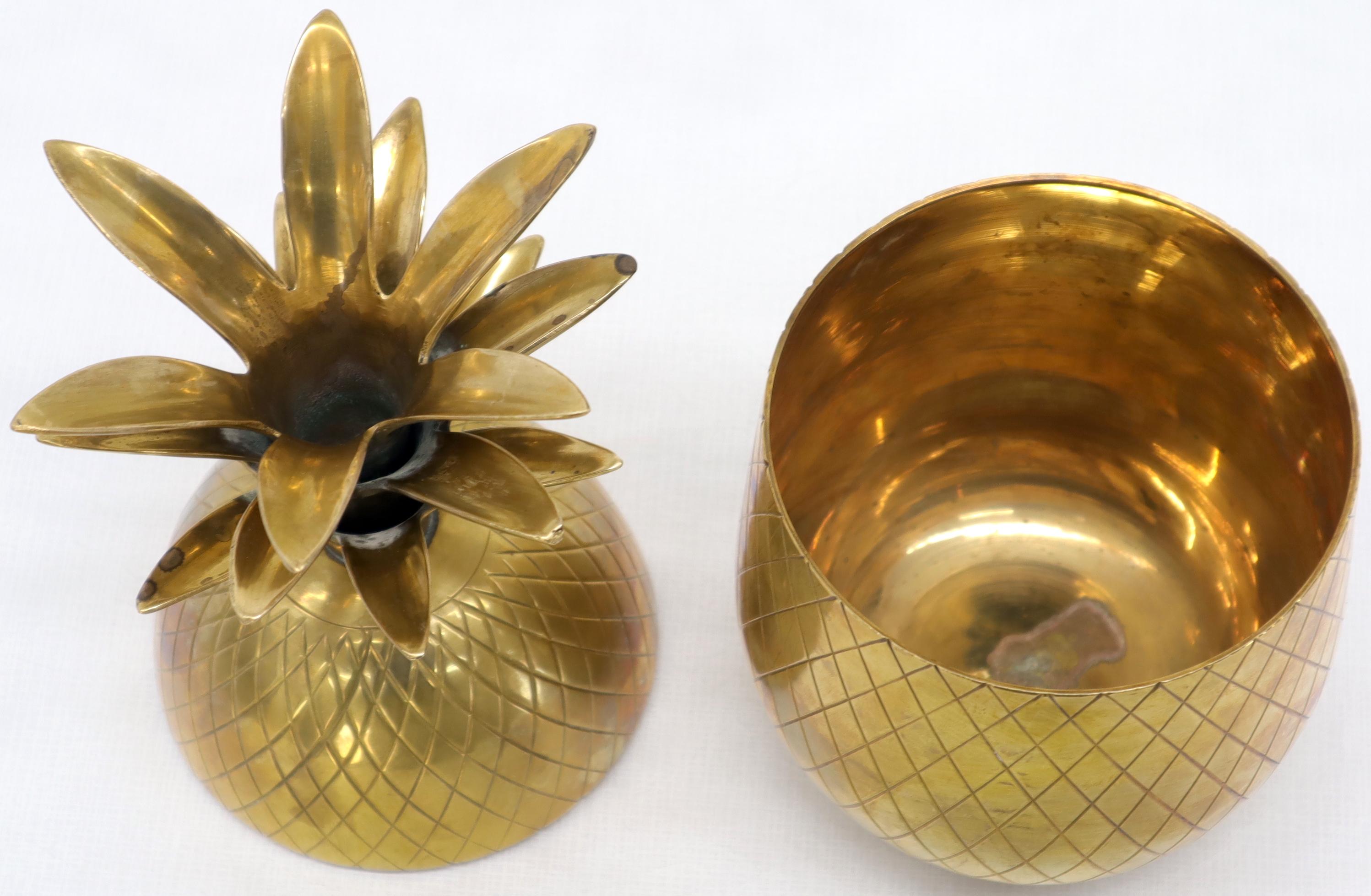 Unknown Gold Tone Solid Brass Pineapple Shape Jar with Lid For Sale