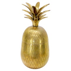 Retro Gold Tone Solid Brass Pineapple Shape Jar with Lid