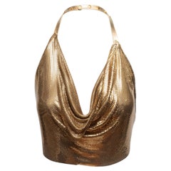 Gold-Tone Whiting & Davis Metal Mesh Cowl Halter Top