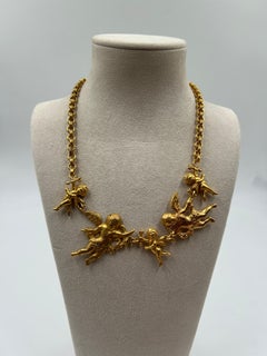 Gold-Toned Brass Angel Statement Necklace