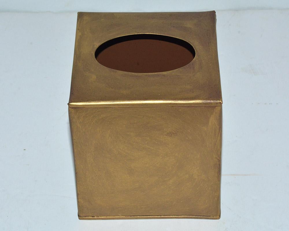 Neoclassical Revival Gold Toned Metal Tissue Box Cover