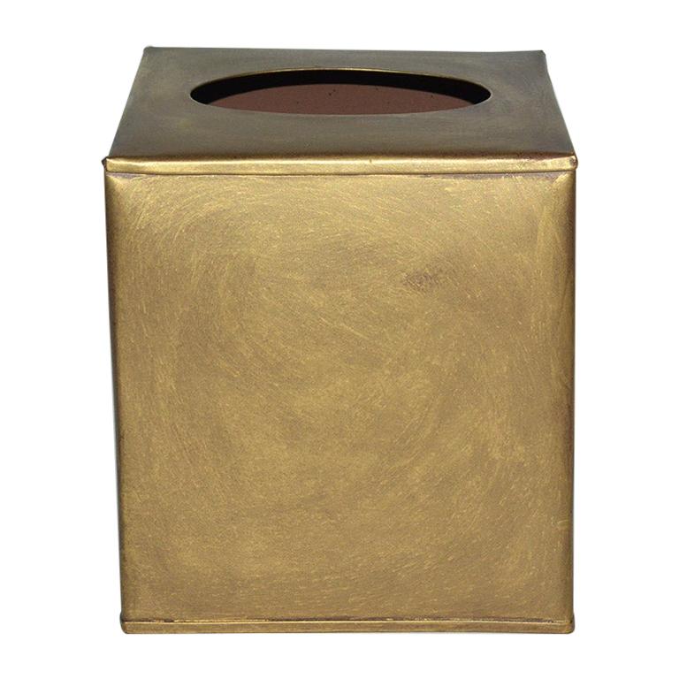 Gold Toned Metal Tissue Box Cover