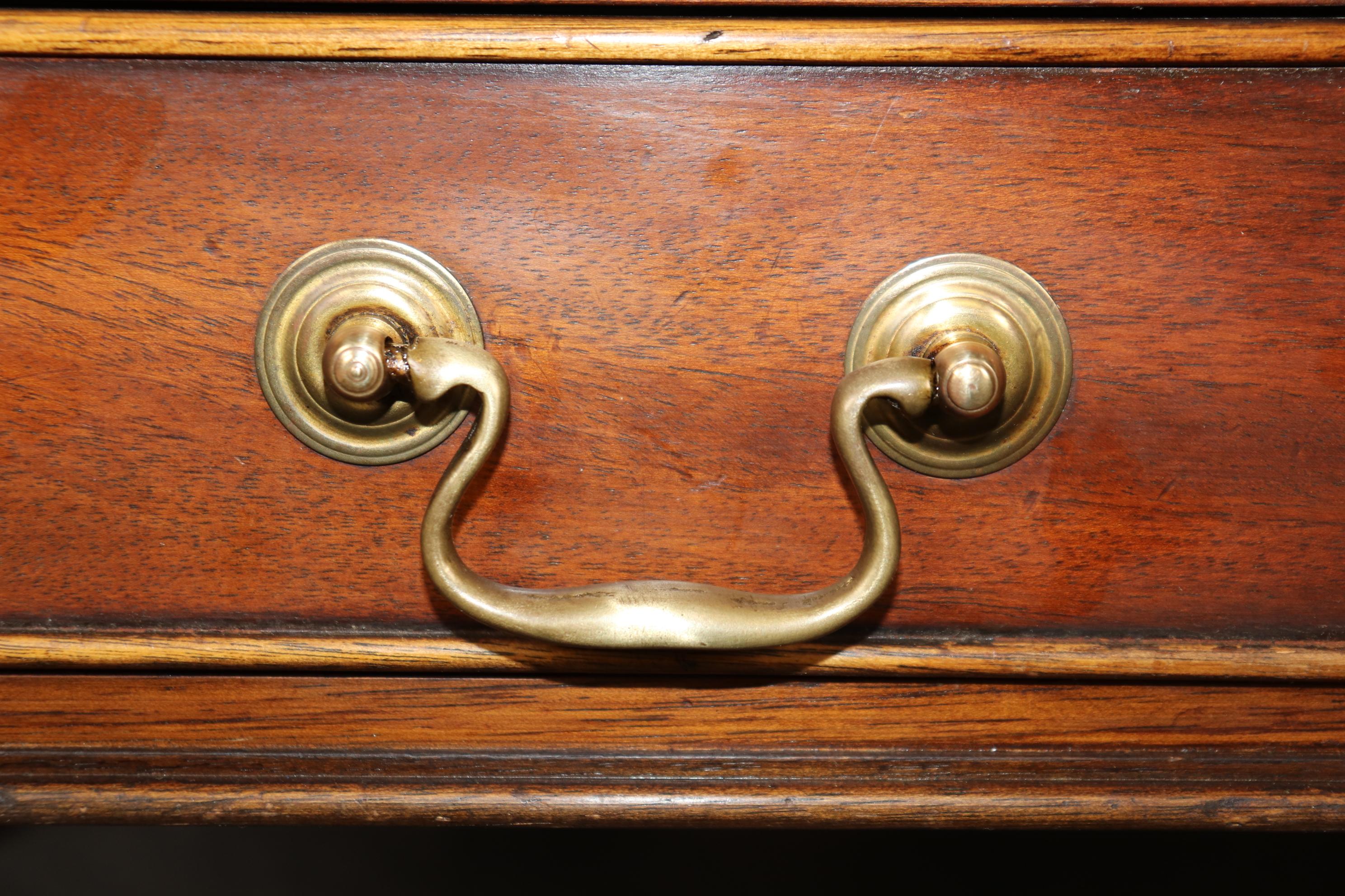Gold Tooled Embossed Leather Top English Regency Mahogany Desk by Reprodux 5