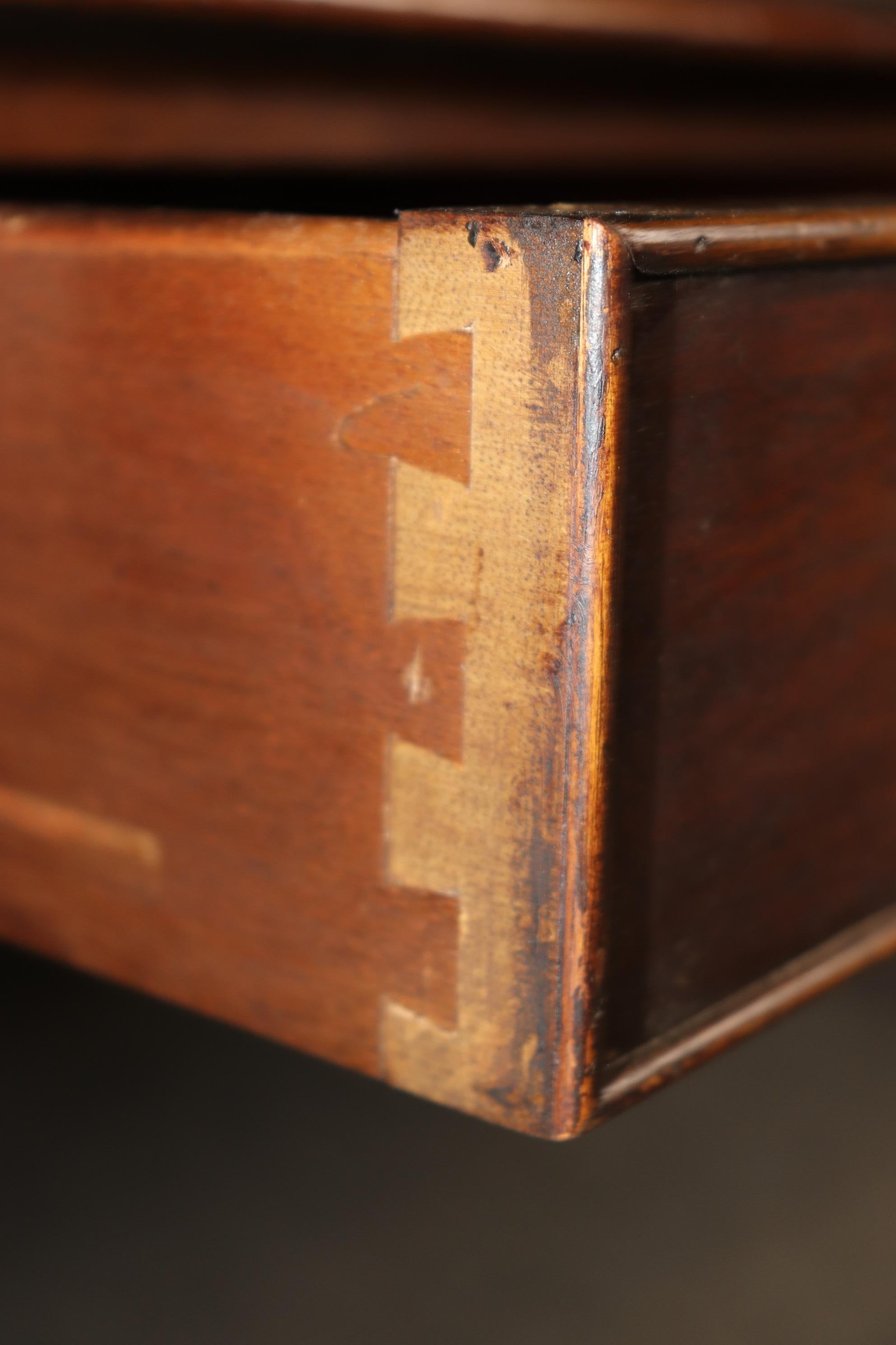 Gold Tooled Embossed Leather Top English Regency Mahogany Desk by Reprodux 6