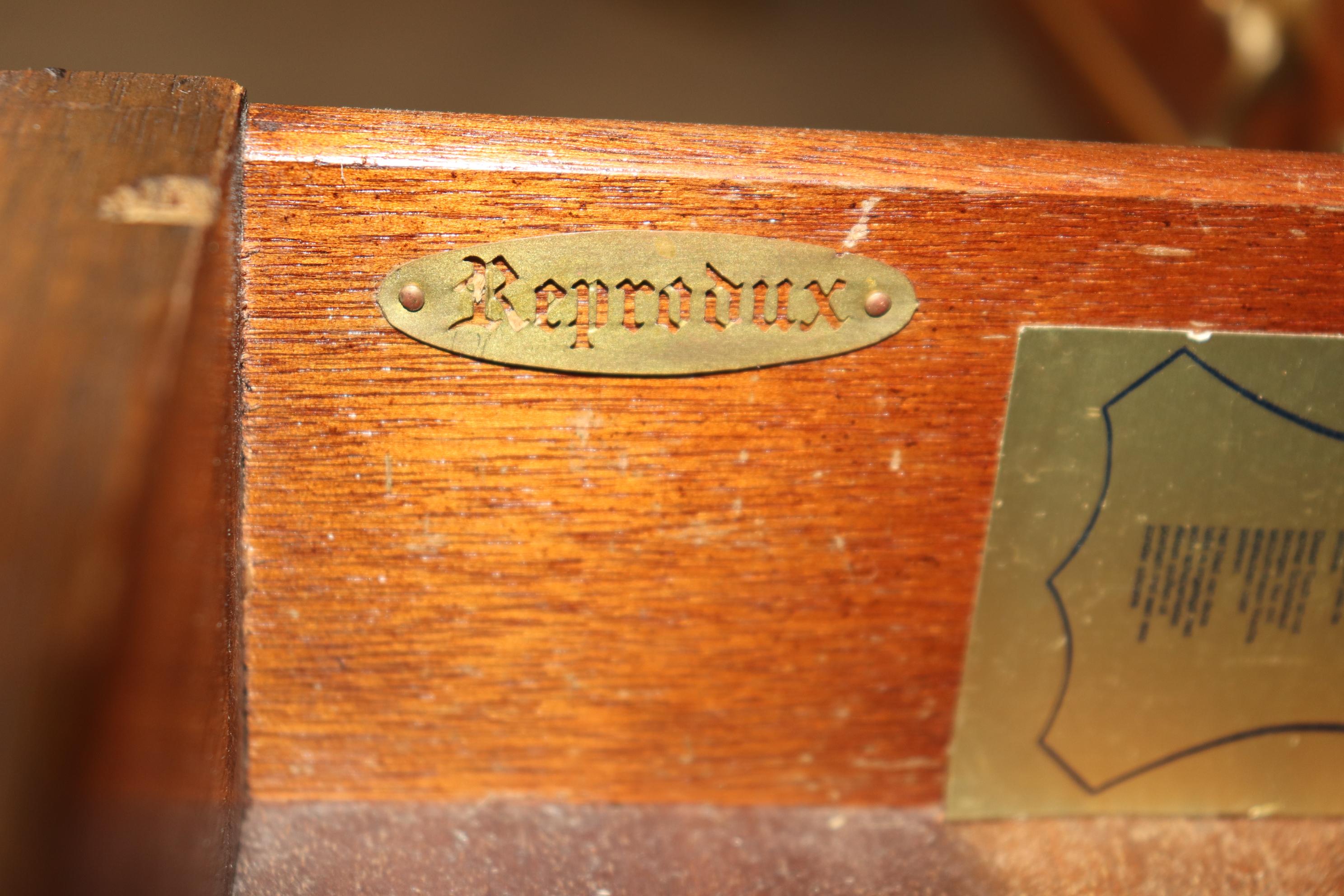 Gold Tooled Embossed Leather Top English Regency Mahogany Desk by Reprodux 7