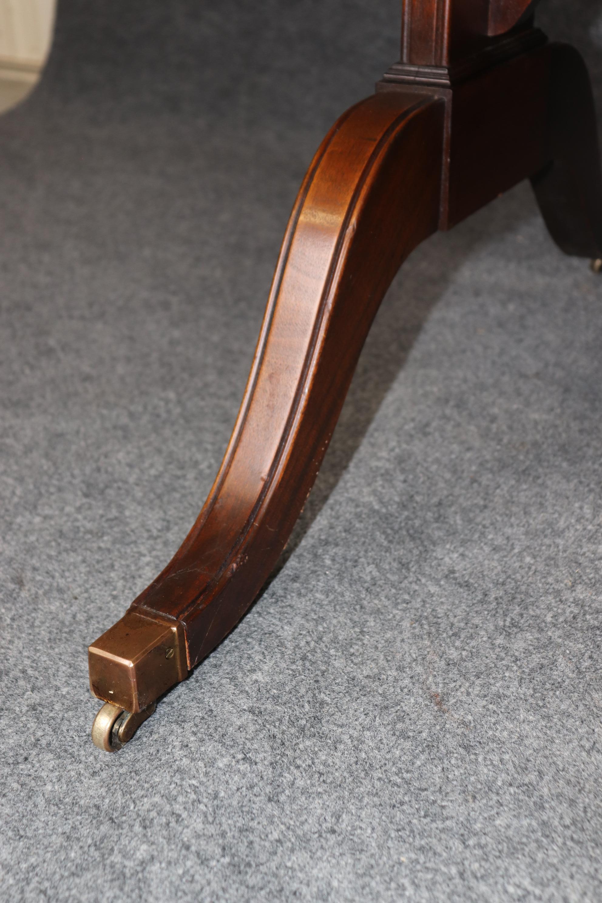 Gold Tooled Embossed Leather Top English Regency Mahogany Desk by Reprodux 3