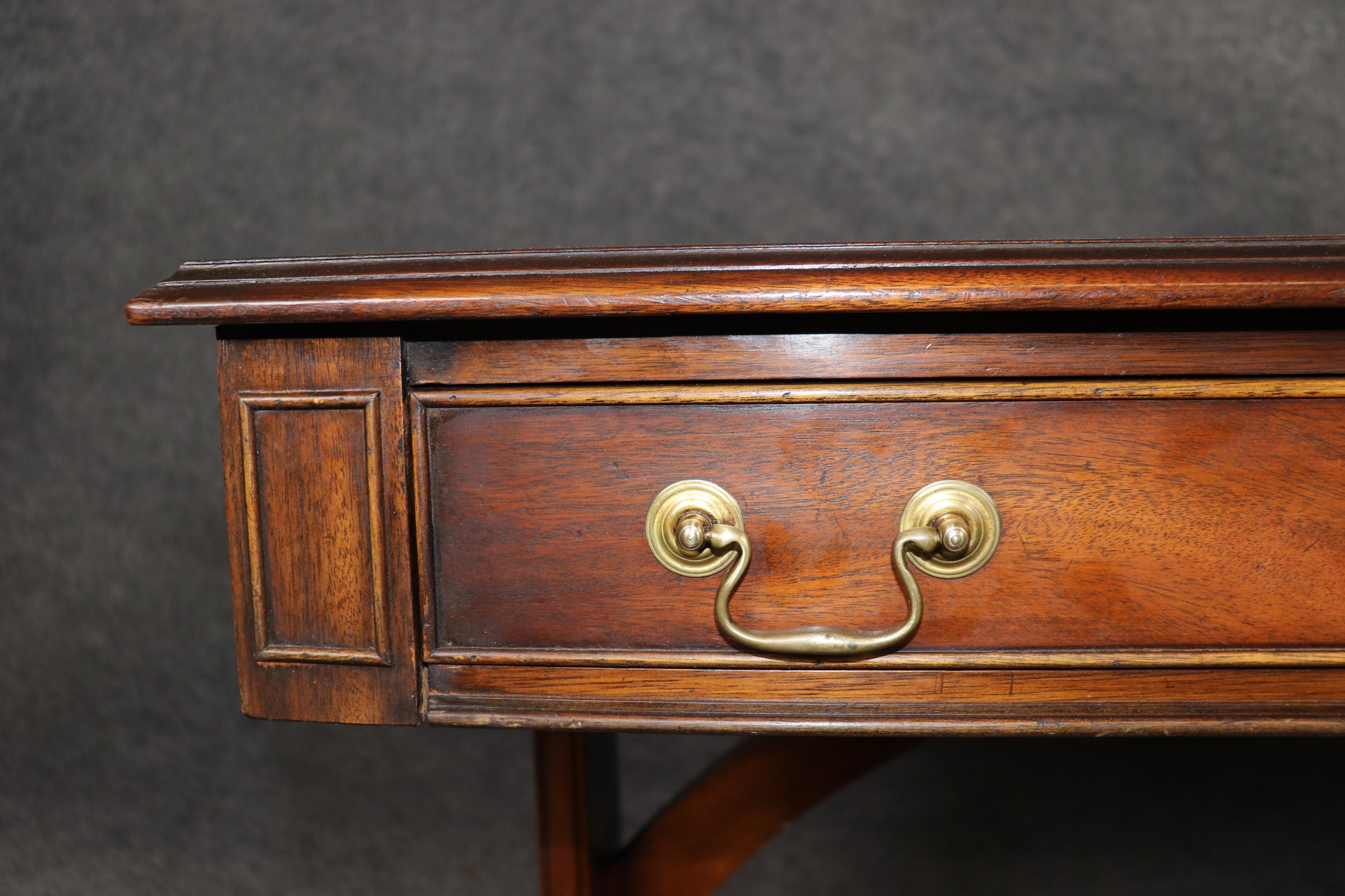 Gold Tooled Embossed Leather Top English Regency Mahogany Desk by Reprodux 4