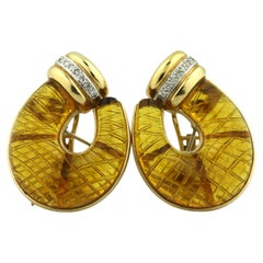 Gold, Topaz and Diamond Earclips