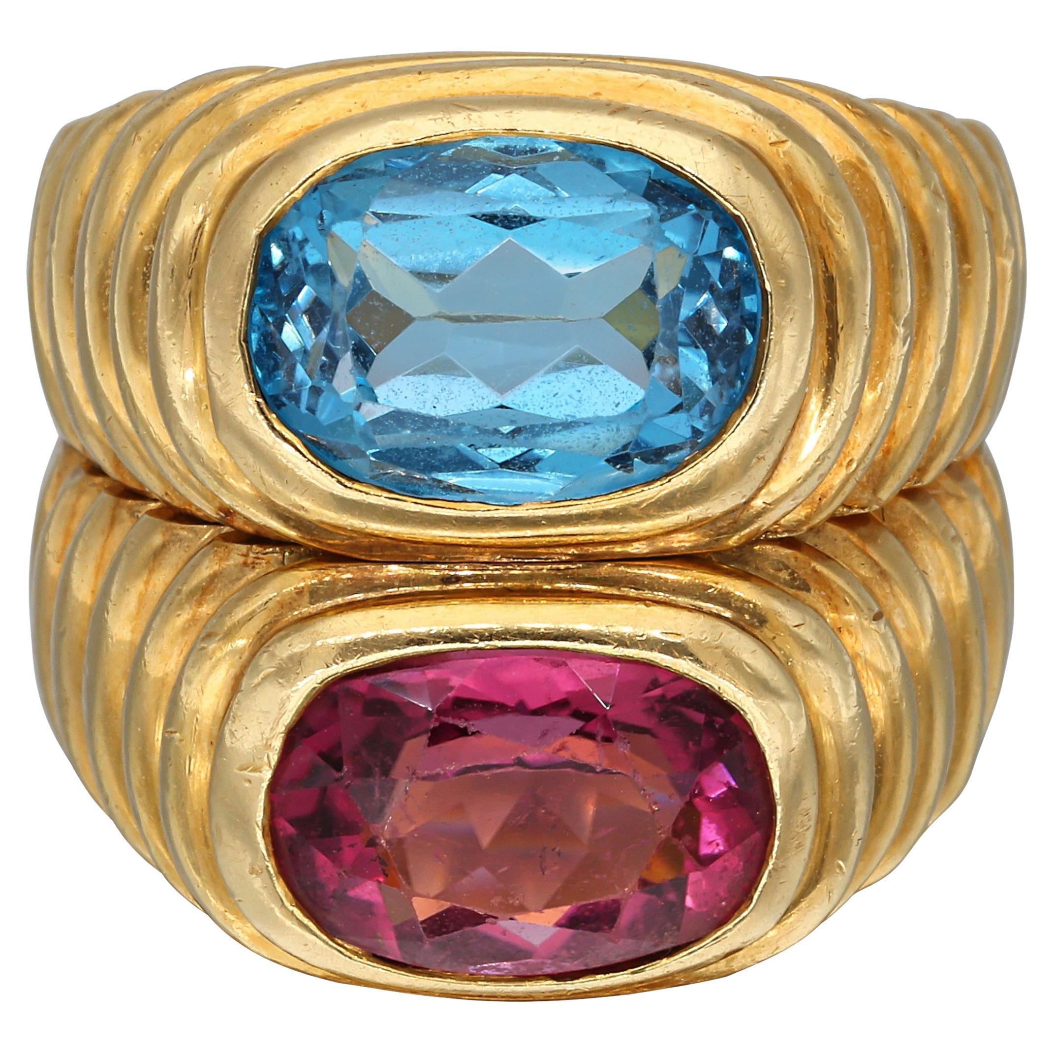 Gold, Topaz, and Tourmaline Ring For Sale