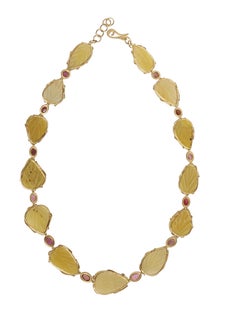 Gold Tourmaline Opal Hand Made Necklace