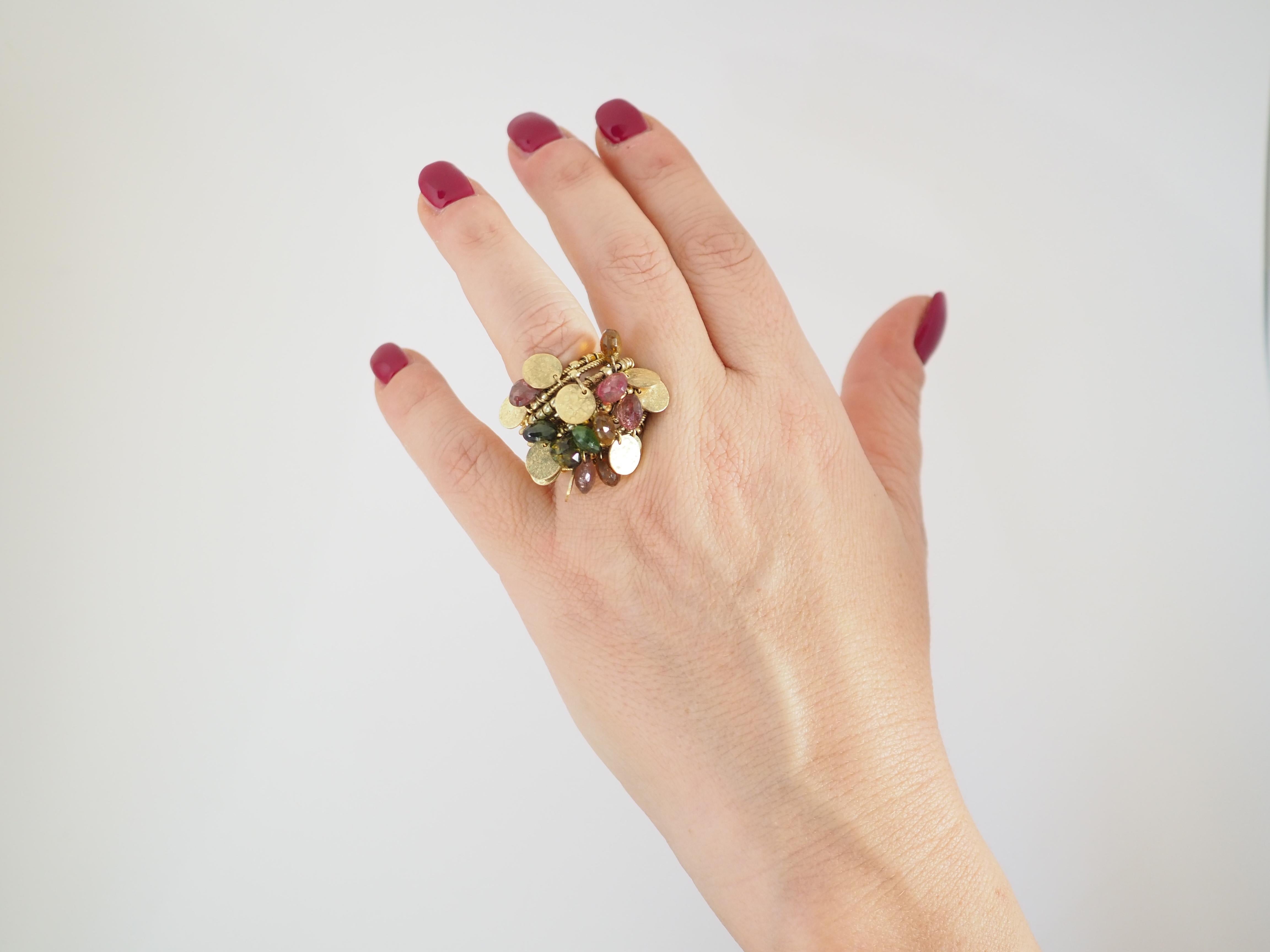 Gold Tourmaline Tremblant Ring In New Condition For Sale In Milan, IT
