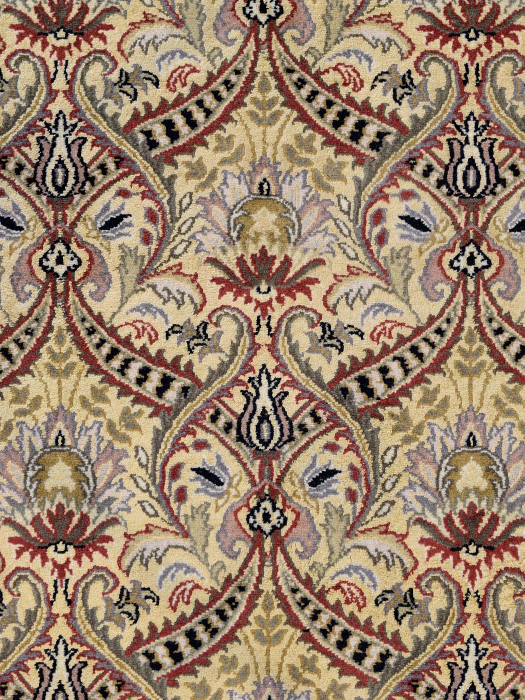 Tabriz Gold Transitional Persian Semnan Wool Carpet, 4’ x 6’ For Sale