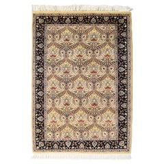 Hand-Knotted Gold Transitional Persian Semnan Wool Carpet, 4’ x 6’